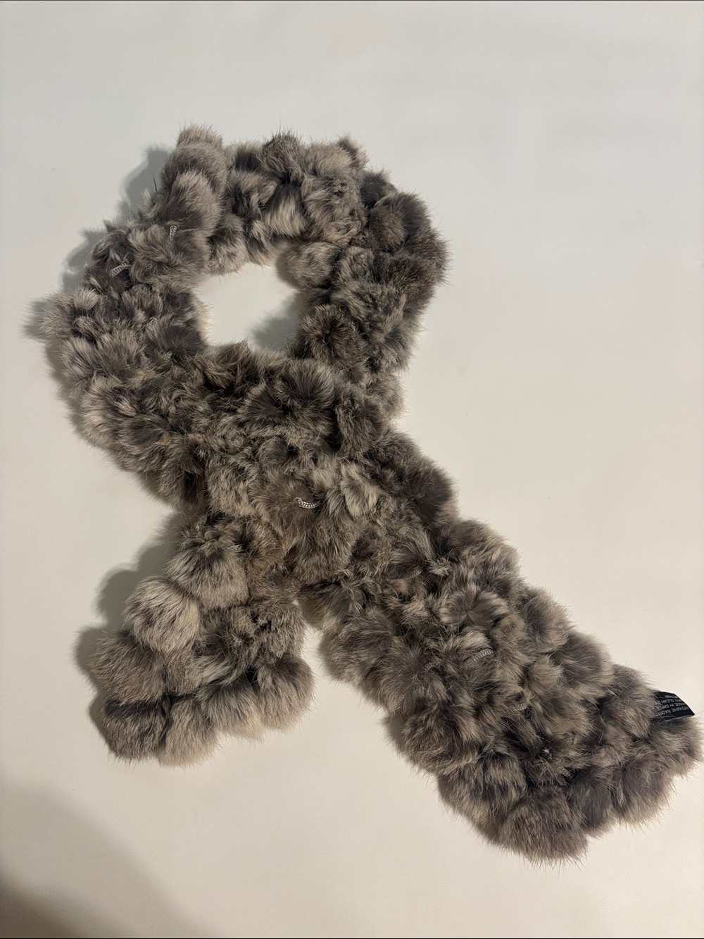 Cejon Gray Plush Faux Fur Scarf